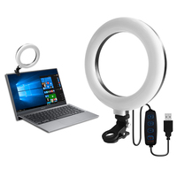 Anneau lumineux LED professionnel réglable de 6 pouces pour vidéoconférence et photographie, idéal pour ordinateur portable