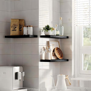 Étagères murales Art Déco en bois à 3 niveaux, marron, blanc, noir, avec supports invisibles, pour bijoux, décoration intérieure, salle de bain, Pâques - Product Image 6