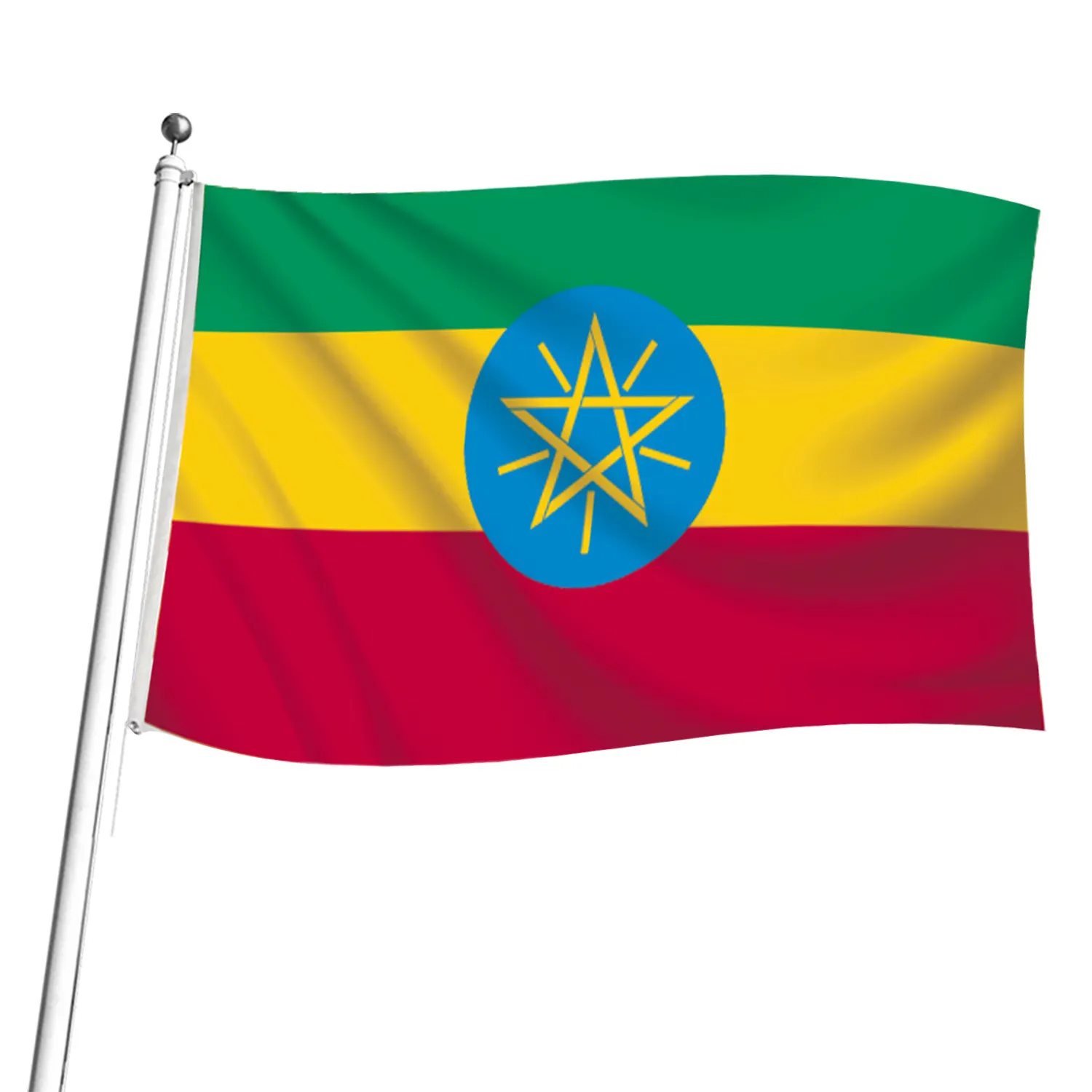 Individuelle 3 * 5 Fuß äthiopische Nationalflagge Fliegendes Polyester mit Sternenflaggen und Banner für Alle Länder Flaggen mit individuellem Logoaufdruck