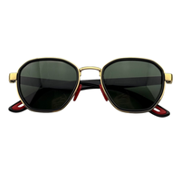 Lunettes de soleil de luxe de haute qualité avec logo en verre poli, unisexes, pour hommes et femmes, lunettes de soleil polarisées en métal doré, UV400
