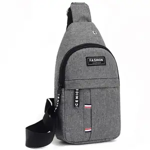 Free Sample Custom Logo Earphone Hole Waterproof Sport Shoulder Sling Crossbody Men Chest Pack Bag Men Sling Bag