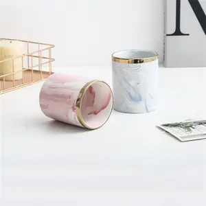 Tarros de cerámica de mármol para velas, contenedor de vela vacío de cilindro nórdico de lujo para bodas y el hogar, muestra gratis