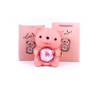 Idées de cadeaux romantiques nouveau collier rotatif d'ours en peluche boîte-cadeau d'ours de câlin de fleur de rose éternelle pour la Saint-Valentin fête des mères
