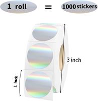Stiker Label Termal Holografik Biru, Label Stiker Printer Termal Glitter Pelangi yang Dapat Dicetak untuk Pembungkus Kado