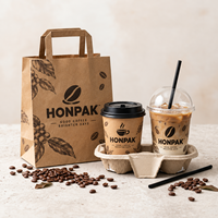 HONPAK Emballage pour café en gros, gobelets en papier kraft personnalisés, gobelets pour boissons glacées et sacs à emporter imprimés