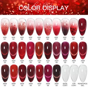 Esmalte de Uñas en Gel UV LED de Lujo para Manicura DIY, Rojo Cristal, Rojo Cereza, Efecto Ojo de Gato, Serie Rojo Cereza, con Brillo - Product Image 5