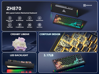 Clavier mécanique sans fil Zornher ZH870, nouvelle arrivée, rétroéclairage RVB, trois modes, clavier de jeu pour ordinateur de bureau, esthétique gamer