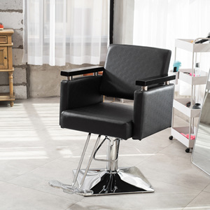 Chaise de coiffure hydraulique noire, réglable en hauteur, pour usage commercial - Product Image 1