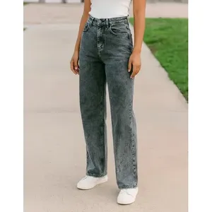 Jeans a Gamba Dritta da Donna Adrenaline, Vita Alta, Denim Vintage Traspirante con 5 Tasche - Product Image 1