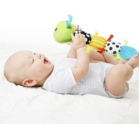 Giocattolo Musicale Multicolore a Forma di Bruco per Neonati, Morbido Peluche Sensoriale in Cotone con Design a Righello, Sonagli e Campanelli, Tipo Pecora, Unisex, per Compleanno