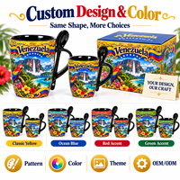 Ensemble de tasses à café en céramique souvenir du Venezuela, imprimé paysage tropical, en porcelaine, coffret cadeau pour boutique de souvenirs et détaillants
