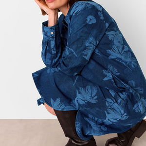Vestido camisero de manga larga con botones, diseño personalizado OEM, estampado de moda, vestidos de mezclilla para mujer de algodón de alta calidad - Product Image 5