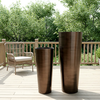 Grands vases de sol décoratifs de luxe h pot de fleur en bronze de 1 mètre/jardinière de fleurs de jardin en acier inoxydable