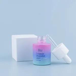 Dégradé de soins de la peau 3 couleurs emballage cosmétique 20ml flacons d'huile de sérum en verre avec compte-gouttes blanc