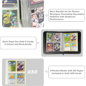 Fournisseur direct Vente en gros Classeur de cartes à collectionner à fermeture éclair à 4 poches pour cartes Pokémon - Product Image 3
