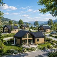 Maison scandinave moderne à un étage, écologique, style bungalow, villa préfabriquée contemporaine avec système modulaire à assemblage rapide