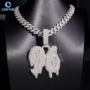 Colgante Personalizado con Número, Diseño Helado, Totalmente en Moissanita, Plata de Ley 925, Chapado en Oro, Moissanita VVS, Joyería Hip Hop - Product Image 3
