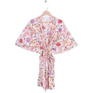 ชุดคาฟตันผ้าฝ้ายพรีเมียมสำหรับผู้หญิง, คาฟตันลายดอกไม้สไตล์อินเดีย, คาฟตันตัวยาว, ชุดนอน, คาฟตันอินเดียราคาขายส่ง - Product Image 6