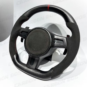 Volante Deportivo de 375 mm con 3 Radios, en Fibra de Carbono Mate y Alcántara, para Porsche Panamera, Cayenne, Macan, 718, 911, 918, 997, 991, Boxster, Cayman - Product Image 4