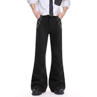 Jean ample mini-bell-bottom style Y2K américain pour hommes et femmes, orné de clous pour un effet amincissant, pantalon long