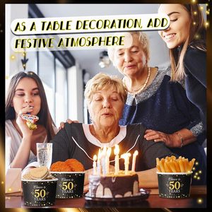 Vasos de Papel para Helado, Color Dorado y Negro, Desechables, para Postres, Sopa, Comida Caliente o Fría, Bodas, Aniversarios, Fiestas - Product Image 6