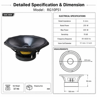Haut-parleurs passifs métalliques pleine gamme LS RG10P51 10 pouces à double transducteur 8 ohms 49-4600 Hz pour la musique et le son surround – Meilleures ventes