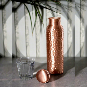 Bouteille d'eau de luxe en cuivre martelé réutilisable, étanche et écologique, grande capacité, pour la maison, le bureau, les voyages, la salle de sport, hydratation saine - Product Image 1