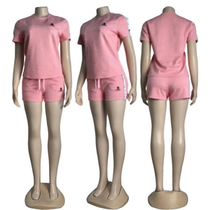 Traje Deportivo Jacquard de Moda para Mujer 2025, Estilo Europeo Americano, Casual, Lona Sólida, Cinturón Colorido, Pantalones Cortos de Manga Corta - Product Image 6