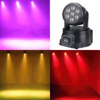 Projecteur PAR LED 7 couleurs à tête mobile DMX télécommandé avec fonctions de rotation et de changement de couleur pour l'éclairage de scène