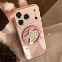 Étui de téléphone magnétique en TPU doré avec motif étoile pour iPhone 16 15 14 13 12 11 - Design Cartoon