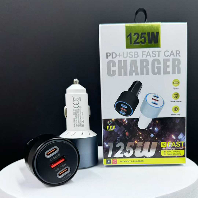 Certified 125W Ultra-High Power Car Charger PD65W for Laptop Charging Fast Charging PD30W for Phone Charging USB Car Charger