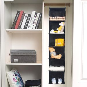 6 Shelves Hanging Closet Organizer 1 Pack With 4 Side Pockets For Clothes <b>Shoes</b> <b>Storage</b> Behind Doors On Walls Hook Type Non - Product Image 6
