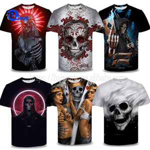 Tùy Chỉnh Michael <span class=keywords><strong>Jackson</strong></span> Skull 3D T-Shirt OEM Giá Rẻ Kỹ Thuật Số Thăng Hoa Mềm Cotton Polyester Cảm Thấy Tất Cả Các Hơn In Dệt Kim - Product Image 2