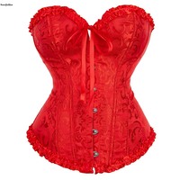 Corset Bustier Gothique pour Femmes à Forte Poitrine, avec Fermeture à 6 Buscs sur le Devant, Style Robe Gothique, Volants Victorien et Haut Plissé, Grandes Tailles 6XL 7XL