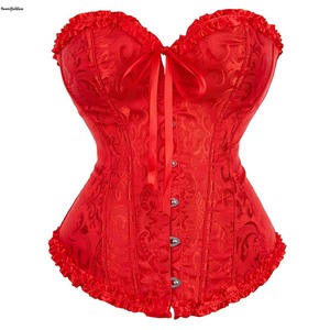 Corsé de busto con cierre frontal de 6 broches, estilo bustier, para tallas grandes 6XL 7XL, para mujeres con busto grande, estilo gótico victoriano con volantes y pliegues - Product Image 6