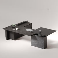 Bureau de direction moderne et minimaliste en bois, en forme de L, réglable en hauteur, pour travail assis-debout