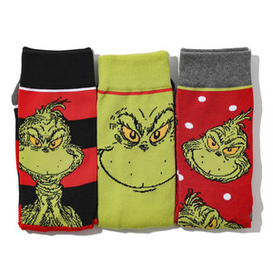 Chaussettes pour hommes en coton décontractées de printemps, motif dessin animé anime, anti-frottement, ODM, vert monstre de Noël, créatives, tendance Instagram, transfrontalières - Product Image 2