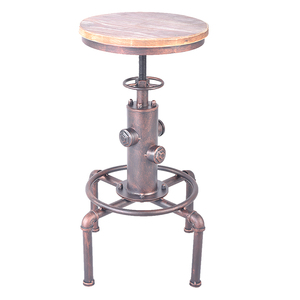 <span class=keywords><strong>Table</strong></span> de <span class=keywords><strong>Bar</strong></span> industrielle avec mécanisme pivotant, à mécanisme de hauteur réglable, tour de bois brossé, 1 unité - Product Image 1
