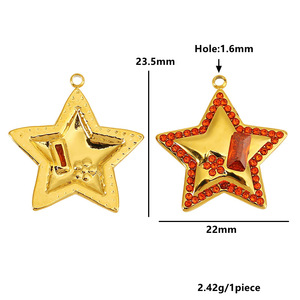 Colgantes de estrella chapados en oro con incrustaciones de diamantes de imitación para accesorios de joyería DIY al por mayor, origen Yiwu - Product Image 2
