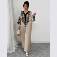 Collection de Robes de Soirée et de Bal Longues et Élégantes en Mousseline de Soie à Col en V Imprimé Floral, Coupe Ample, Longueur Ras du Sol, Modestes, pour Femmes Musulmanes (Abaya) - Vente en Gros