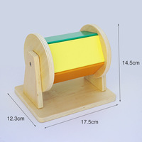 Tambour rotatif Montessori personnalisé en bois, tambour textile arc-en-ciel, aides pédagogiques pour l'éducation précoce des tout-petits