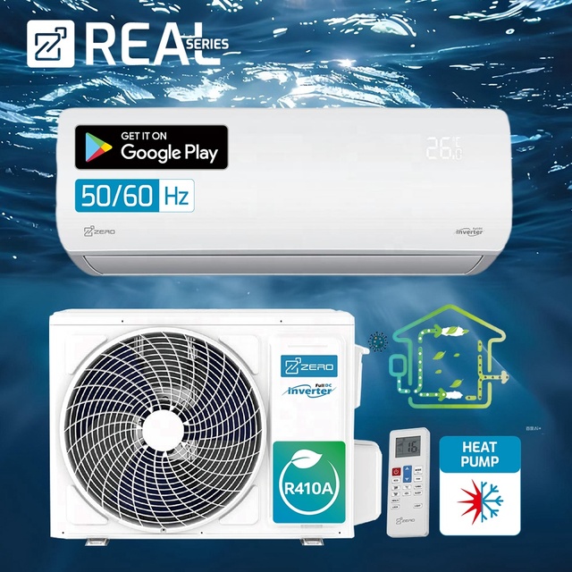 ZERO/OEM 9000 to 24000 BTU Inverter Split Air Conditioner with R410a Refrigerant for Fast Cooling and Heating High Efficiency