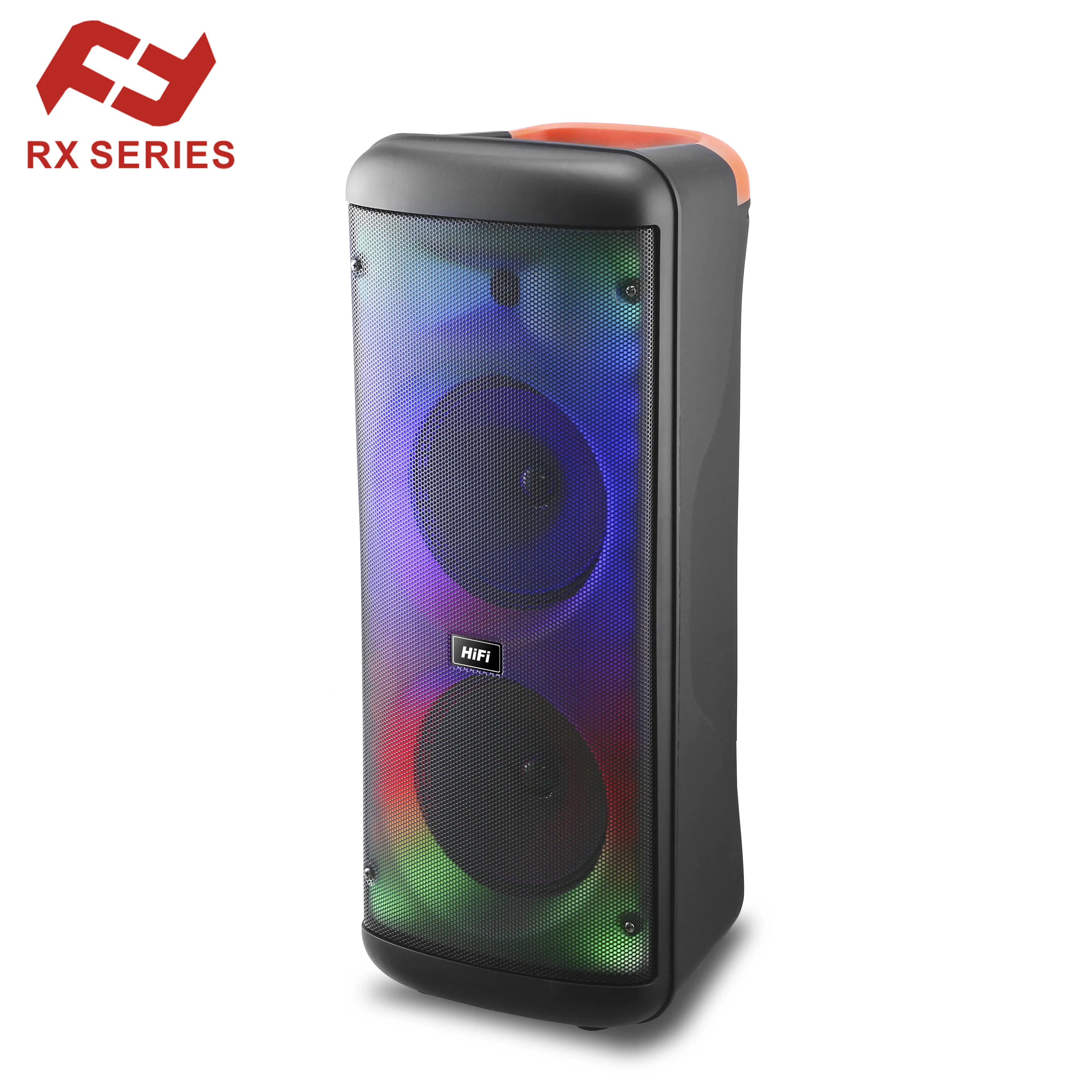 RX Speaker Brand OEM/ODM TWS speaker manufacturer Flame led light with mic portable partybox