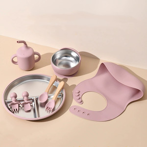 Assiette bébé Luckykoo en acier inoxydable 304 avec ventouse, sans BPA, vaisselle pour enfants avec assiette à ventouse pour une alimentation sécurisée - Product Image 1