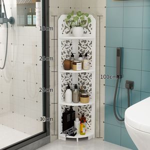 Đứng loại góc nhà vệ sinh tam giác giá nhựa phòng tắm lưu trữ Kệ cho phòng tắm Dễ dàng cài đặt làm sạch - Product Image 4