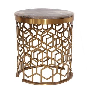 Di alta Qualità di Lusso Salotto Moderno Circolare Scava Fuori Lato Caffè Tè Tavolo di Marmo <span class=keywords><strong>gambe</strong></span> Oro Lucido Da Comodino Da Tavolo di Base - Product Image 2