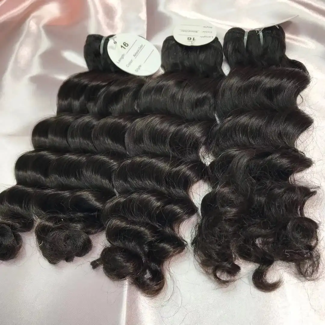 Natural black human hair Brazilian hair loose deep wave bundle cuticle aligned raw virgin hair