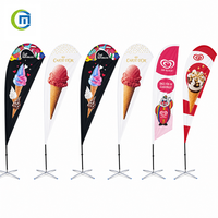 Drapeau de plage en polyester durable, couleur personnalisée, forme goutte d'eau, MOQ 1 pièce, pour le Black Friday