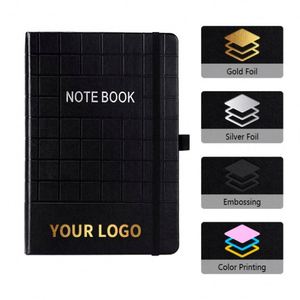 Carnet de notes personnalisé avec logo noir, ligné, A5, couverture rigide en cuir PU, pour le bureau - Product Image 3