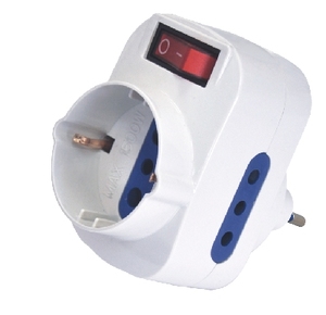 Adaptateur rotatif, Spina Adattatore Rotante. Prise Spina 10A 2P+<span class=keywords><strong>T</strong></span> + 1 Prise 2P+<span class=keywords><strong>T</strong></span> 10A Schuko avec interrupteur - Product Image 2